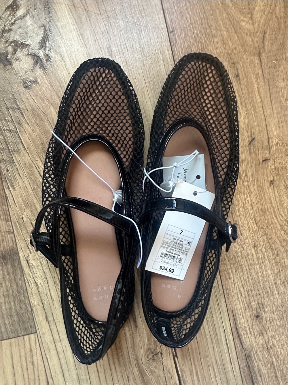 a new day Black Mesh Mary Jane Flats with Strap